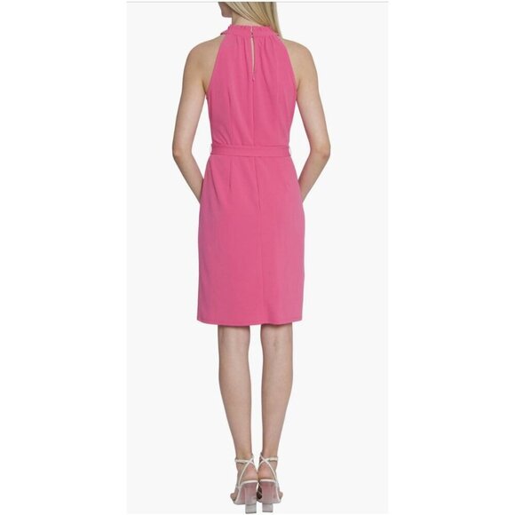 Maggy London Womens Light Pink Sleeveless Belted Pockets Sheath Dress Sz 12 New - Picture 8 of 10